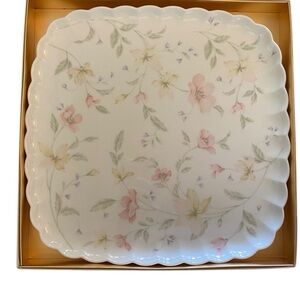 Vintage Mikasa Fine Bone China Pastel Floral Gardens Square platter